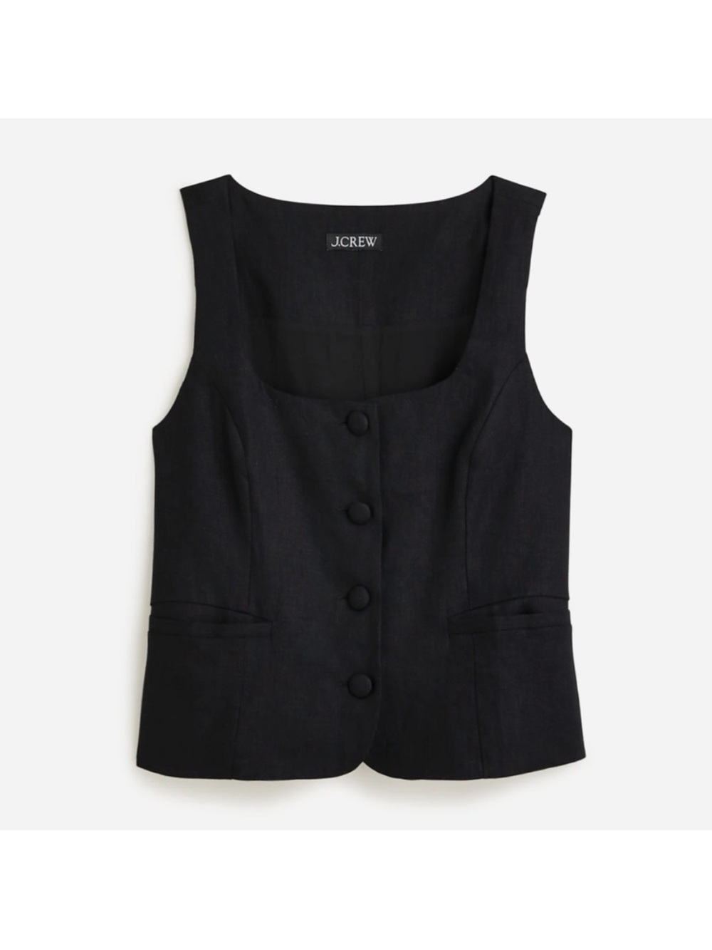 NWT J. Crew Black Sleeveless Button-Front Vest